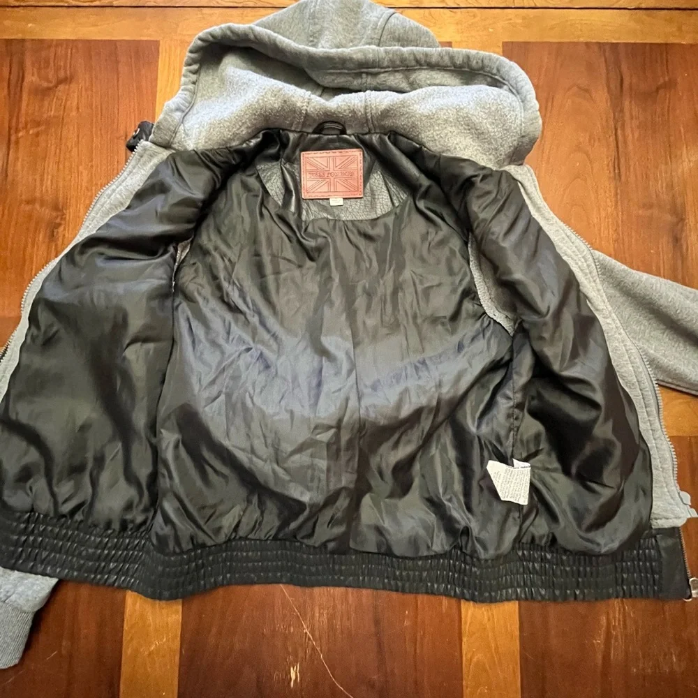 Miss London Junior’s Faux Leather Hooded Jacket Size Large